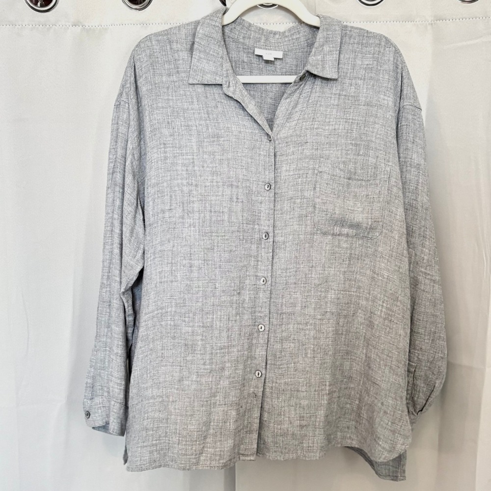 J Jill Womens Button Up Shirt Oversized Large Minimalist Coastal Relaxed 20905